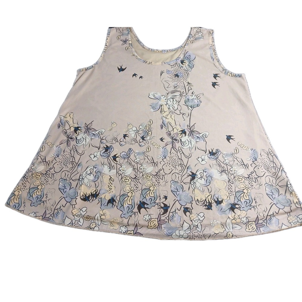 Summer Shirt Women's Plu Size 3XL Sleeveless Floral Hi Lo Flowy Blouse Top #475C